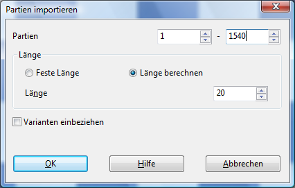 Import games dialog