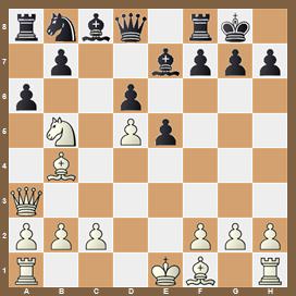 fen:rnbq1rk1/1p2bppp/p2p4/1N1Pp3/1B6/Q7/PPP2PPP/R3KB1R b KQ - 0 1 v;